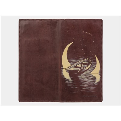 Кожаное портмоне с росписью из натуральной кожи «PR001 Brown Лунный сон»