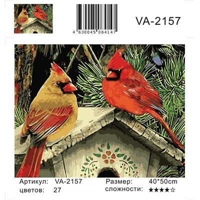 Картина по номерам 40х50 - Птички на скворечнике