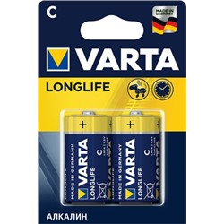 Батарейки Varta Longlife C алкалиновые, 2шт