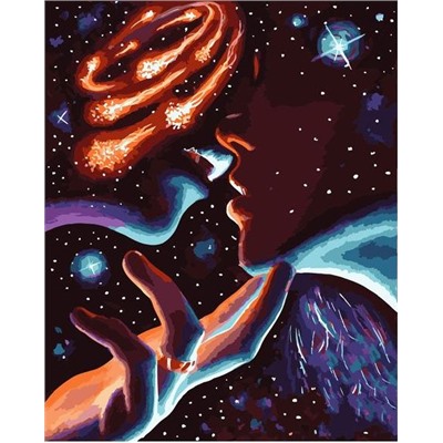 Картина по номерам 40х50 - Космический поцелуй