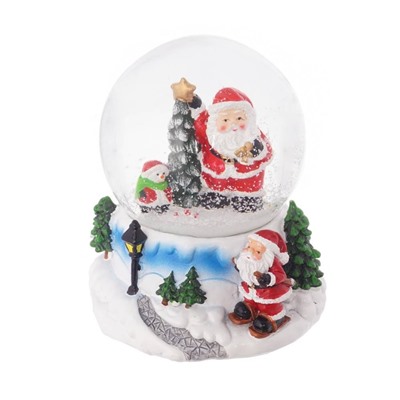 Фигурка декор в стеклянном шаре "Дед Мороз/Снеговик", D7 см, L8 W8 H9 см, 2в.