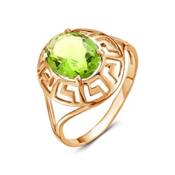 Золотое кольцо с зеленым фианитом - 553