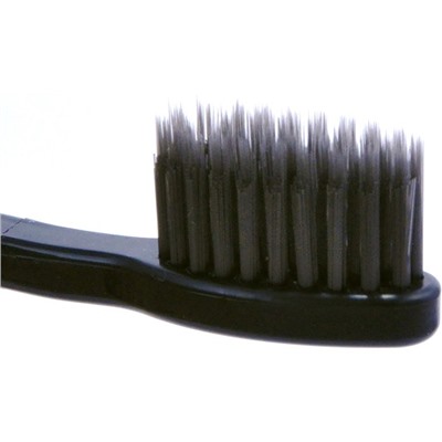 Зубная щетка с древесным углем, ионами серебра и сверхтонкой двойной щетиной (средней жесткости и мягкой), с изогнутой ручкой, Charcoal Nano Silver Toothbrush, EQ MAXON   1 шт. (цвет в ассортименте)