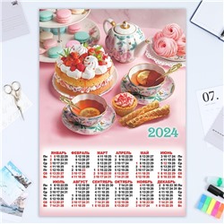 Календарь листовой "Натюрморт - 3" 2024 год, еда, 42х60 см, А2