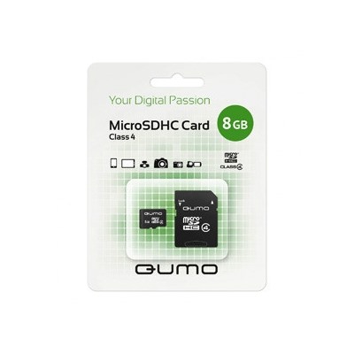 Нарушена упаковка!   QM8GMICSDHC4 Карты памяти Micro-SD (T-flash) QUMO Micro SDHC 08 Gb Class 4  + adapt C0042070