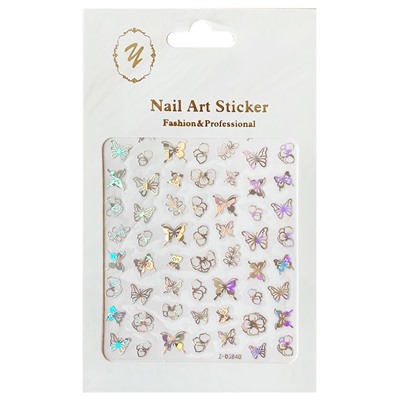 Nail Art Sticker, 2D стикер Z-D3840 (серебро)