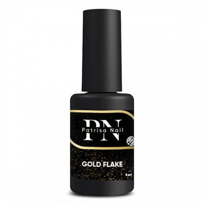 8 мл, Patrisa Nail, Топ глянцевый Gold Flake с золотыми хлопьями, без липкого слоя