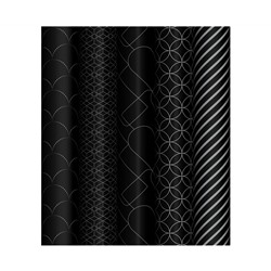 Упаковочная бумага глянц. 70*100см, MESHU "Pattern on black", 80г/м2, ассорти 5 дизайнов