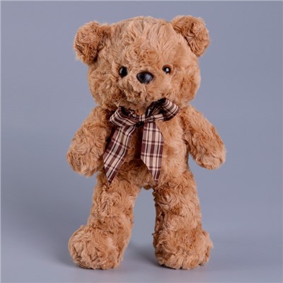 Мягкая игрушка «Медвежонок» с клетчатым бантиком, 30 см, цвет коричневый