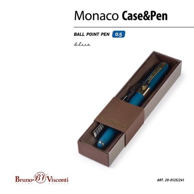 Ручка шариковая, 0.5 мм, BrunoVisconti MONACO, стержень синий, корпус Soft Touch морская волна, в футляре