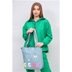Женская сумка шоппер из текстиля, цвет бирюза