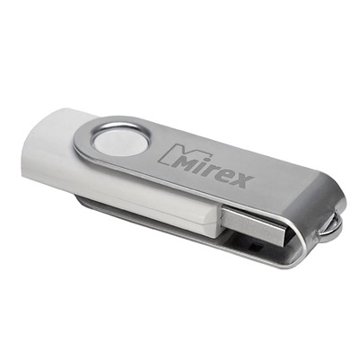 Флешка Mirex SWIVEL WHITE, 32 Гб, USB2.0, чт до 25 Мб/с, зап до 15 Мб/с, белая