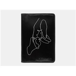 Черный кожаный кожаный аксессуар с росписью из натуральной кожи «PR006 Black Две руки»