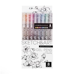 Набор гелевых ручек 8 цветов SKETCH&ART Uni Write.METALLIC, 0,8 мм