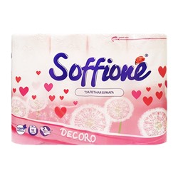 Туалетная бумага Soffione Decoro pink, 2 сл., розовая, 12 рул.