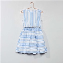 Расклешенное платье с рисунком - синие полосы