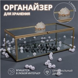 Органайзер для хранения «MOUNTAINS», с крышкой, стеклянный, с зеркальным дном, 1 секция, 21,5 × 10,5 × 7,5 см, цвет прозрачный/медный