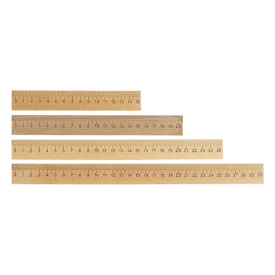 Набор 4 линейки деревянные (15 см, 20 см, 25 см, 30 см)