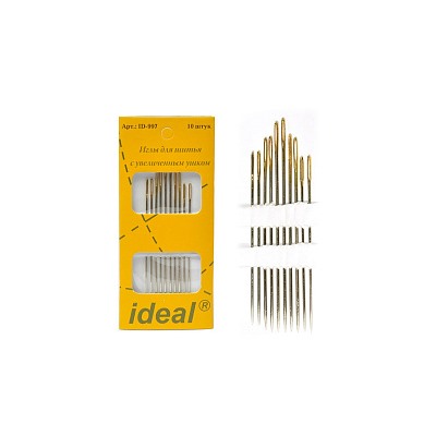 Иглы IDEAL арт.ID-997 для шитья с увеличенным ушком уп.10 игл (0340-0997) упак (5 упак)