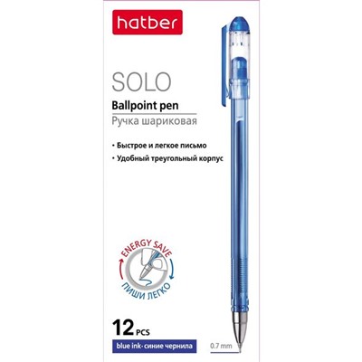 Ручка шариковая Хатбер Solo синяя 0,7мм на масл.основе BP_058613/12/Китай Подробнее
