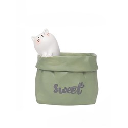 Подставка для канцелярских принадлежностей / Кашпо "Sweet cat", green