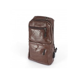 Рюкзак (сумка)  муж искусственная кожа Battr-1901  (однолямочный),  USB-заряд,  1отд,  плечевой ремень,  2внеш карм,  коричневый 242053