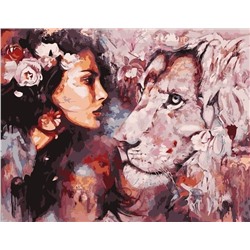 Картина по номерам 40х50 - Девушка и лев