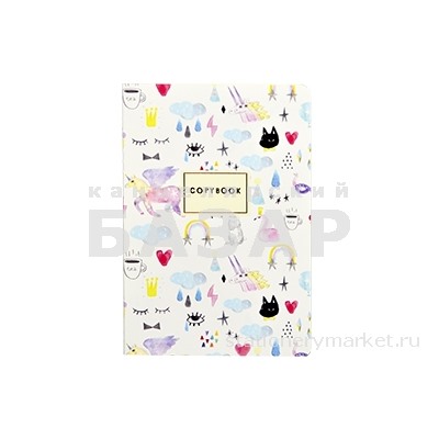 Тетрадь ЕВРО А5 40л. BV сшивка, клетка, Soft Touch, фольга, беж. бумага 70 г/м, ВОЛШЕБСТВО, 7-40-121