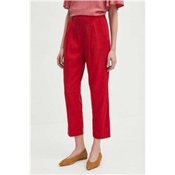 Spodnie damskie z lyocellu gładkie kolor czerwony