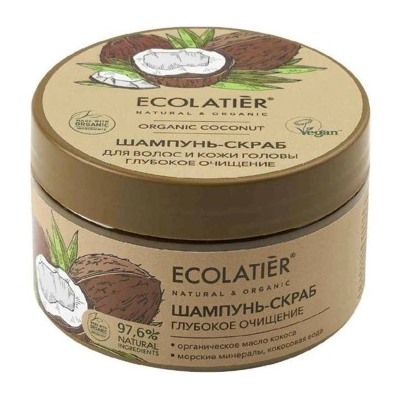 ECO LAB 861113 ECL Green Шампунь-скраб д/волос Глубокое очищение серия Organic Coconut 250 мл