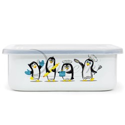 Лоток "Пингвины" с пластиковой крышкой 1.0 л, цвет белый