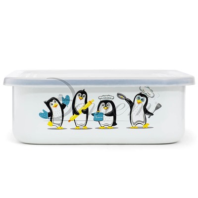Лоток "Пингвины" с пластиковой крышкой 1.0 л, цвет белый