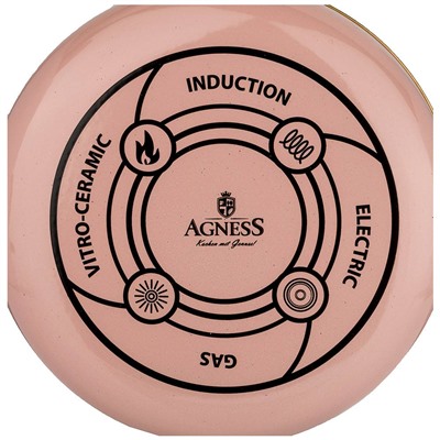 СОТЕЙНИК AGNESS ЭМАЛИРОВАННЫЙ СО СТЕКЛ. КРЫШКОЙ И АНТИПРИГАР. "МРАМОРНЫМ" ПОКРЫТИЕМ, 26СМ / 3,5Л