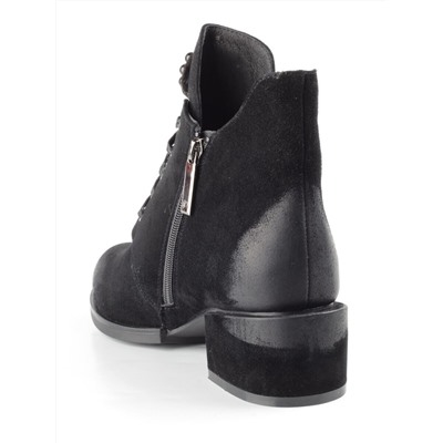 R181-1 BLACK Ботинки зимние женские (натуральная замша, натуральный мех) размер 37