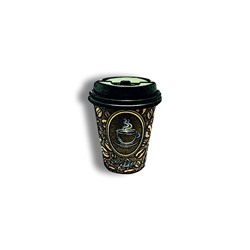 Коричневый стакан с кофе- Брошь/ значок - 235