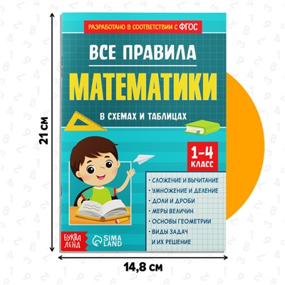 Сборник для 1–4 классов «Все правила математики», 44 стр.