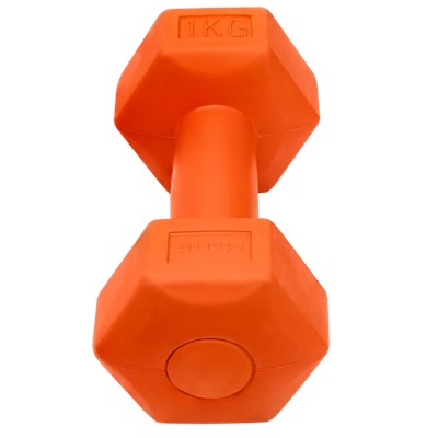 Нарушена упаковка!   Гантель гексагональная DB-305 1 кг, пластиковый, оранжевый, 2 шт BASEFIT ЦБ-00001558