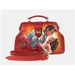 Красная кожаная сумка с росписью из натуральной кожи «W0023 Red Унесенные ветром»