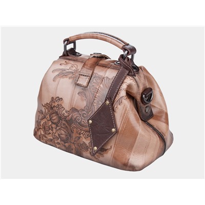 Бежевая кожаная сумка с росписью из натуральной кожи «W0013 Beige Рог изобилия»