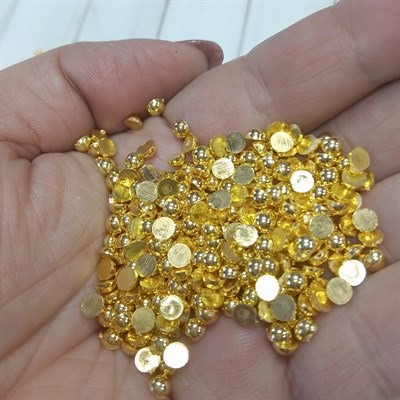 Полубусины с гальваническим покрытием, цвет золото, диаметр 4 мм, 7 гр