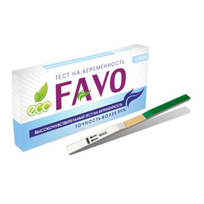 FAVO Высокочувствительный  тест на беременность, 2шт