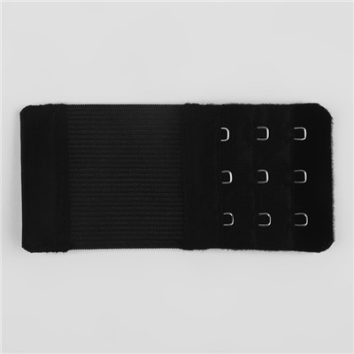 Застёжка-удлинитель для бюстгальтера, 3 ряда 3 крючка, 5 × 10,5 см, 3 шт, цвет чёрный