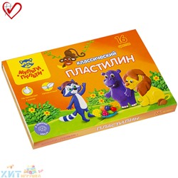 Пластилин со стеком "Приключения Енота" 16 цв. 320 г Мульти-Пульти КП_10210, КП_10210