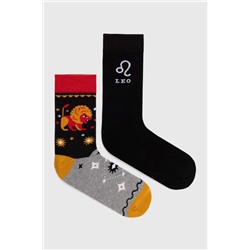 Skarpetki bawełniane męskie z kolekcji Zodiak - Lew (2-pack) kolor multicolor