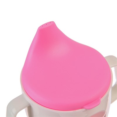 Поильник - чашечка 2 в 1 детский тренировочный, твердый носик, 150 мл., с ручками, цвет розовый