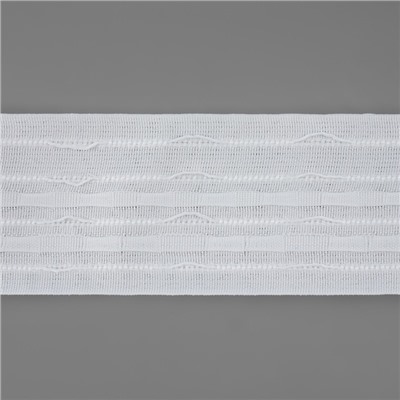 Шторная лента фиксированная сборка, матовая, 6 см, 50 ± 1 м, цвет белый