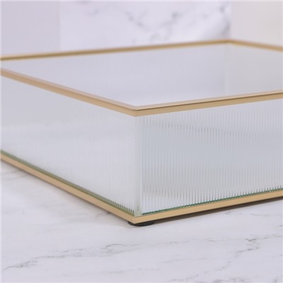 Органайзер для хранения «RIPPLES», стеклянный, с зеркальным дном, 1 секция, 20 × 20 × 5 см, цвет прозрачный/медный