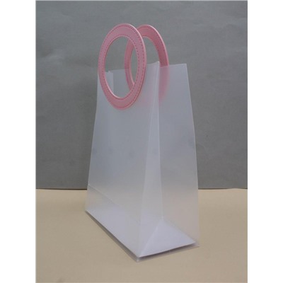 Пакет подарочный (S) "Round handle", pink (22*21*10)