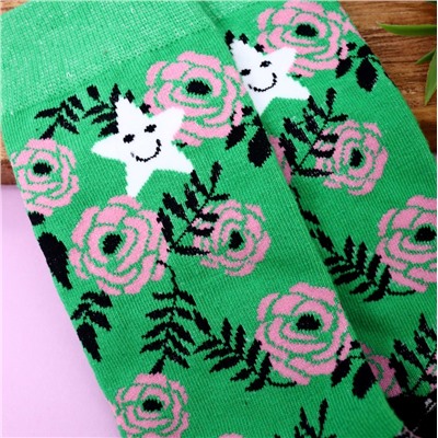 Носки «Green flower pattern», мужские/женские евро размер 35-45