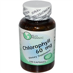 World Organic, Хлорофилл, 60 мг, 100 капсул